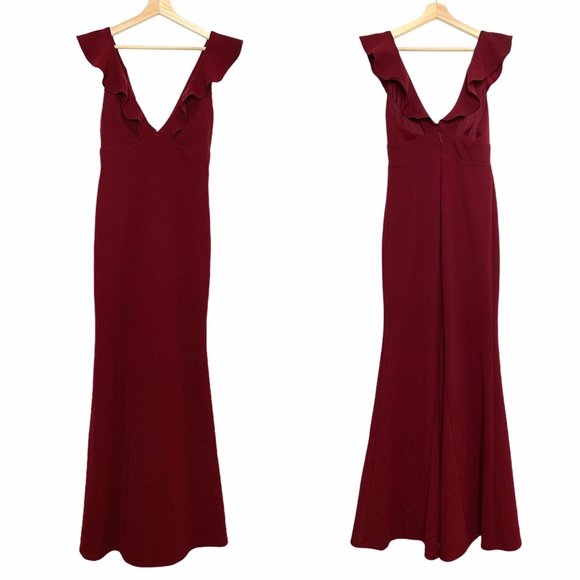 Lulus Perfect Opportunity Burgundy Maxi Dress Med. - Picture 3 of 12